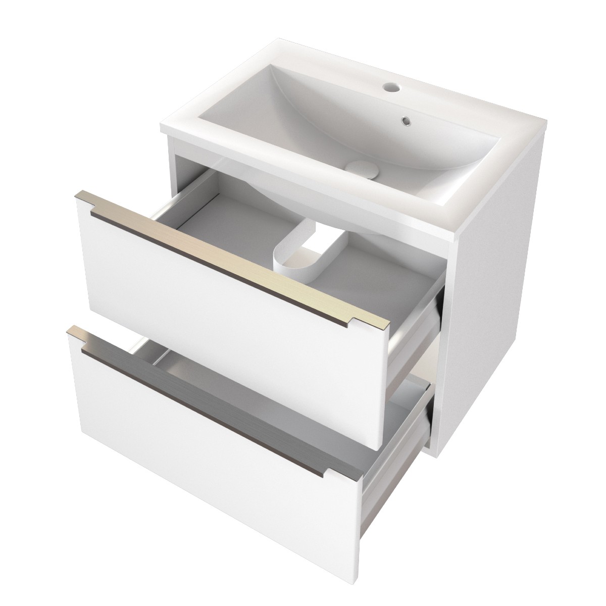 Meuble lavabo Hansen L60xP48cm avec 2 tiroirs - blanc - Image 6