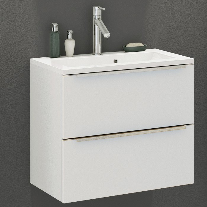 Meuble lavabo Hansen L60xP48cm avec 2 tiroirs - blanc