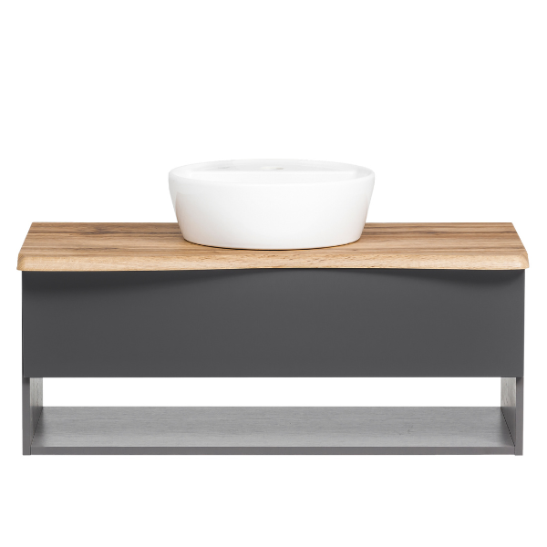 Meuble lavabo Karan 101cm avec lavabo et 1 tiroir - anthracite/chêne - Image 12