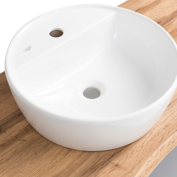 Meuble lavabo Karan 121cm avec deux bassins et 2 tiroirs - anthracite/chêne - Image 9