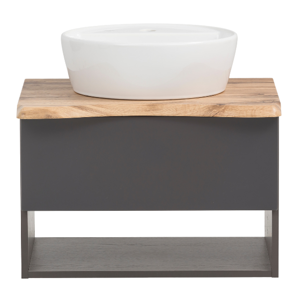 Meuble lavabo Karan 61cm avec lavabo et 1 tiroir - anthracite/chêne - Image 11