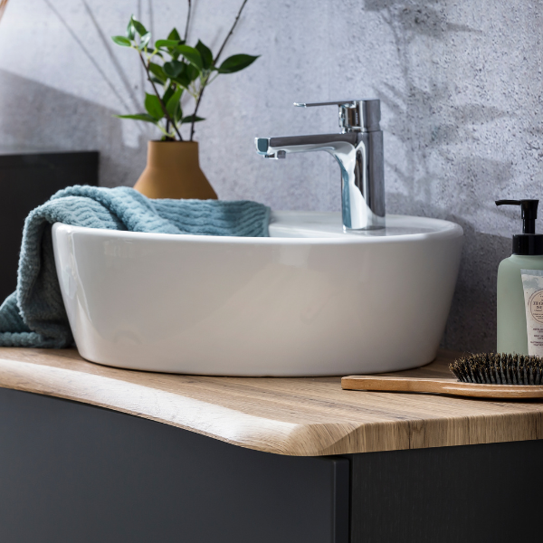 Meuble lavabo Karan 61cm avec lavabo et 1 tiroir - anthracite/chêne - Image 3