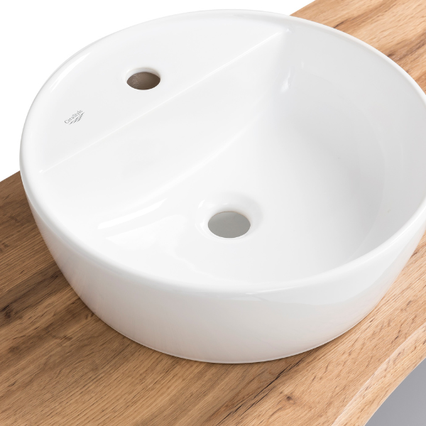 Meuble lavabo Karan 61cm avec lavabo et 1 tiroir - anthracite/chêne - Image 7