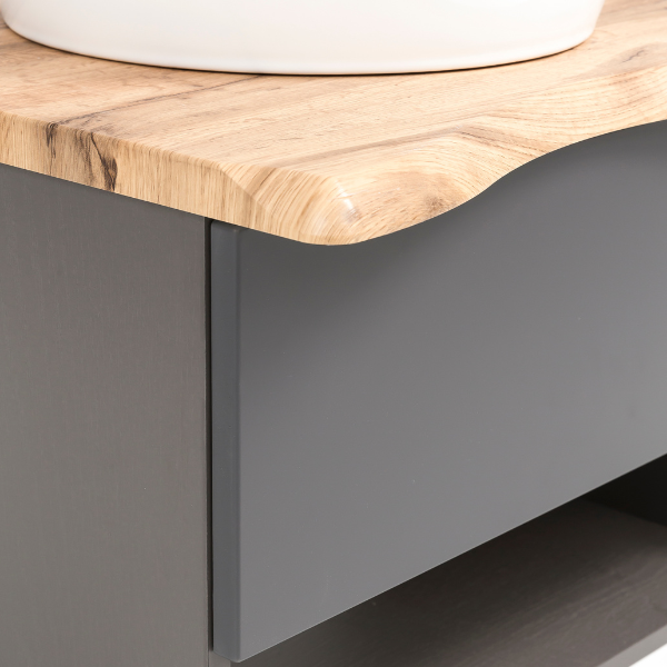 Meuble lavabo Karan 61cm avec lavabo et 1 tiroir - anthracite/chêne - Image 9