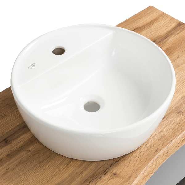Meuble lavabo Karan 61cm avec lavabo et 1 tiroir - chêne - Image 9