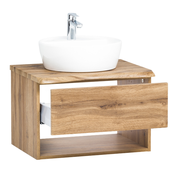 Meuble lavabo Karan 61cm avec lavabo et 1 tiroir - chêne - Image 10