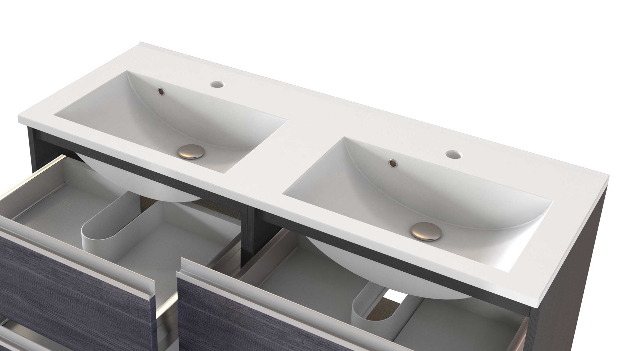 Meuble lavabo Lotuk 120cm 4 tiroirs - chêne gris - Image 5