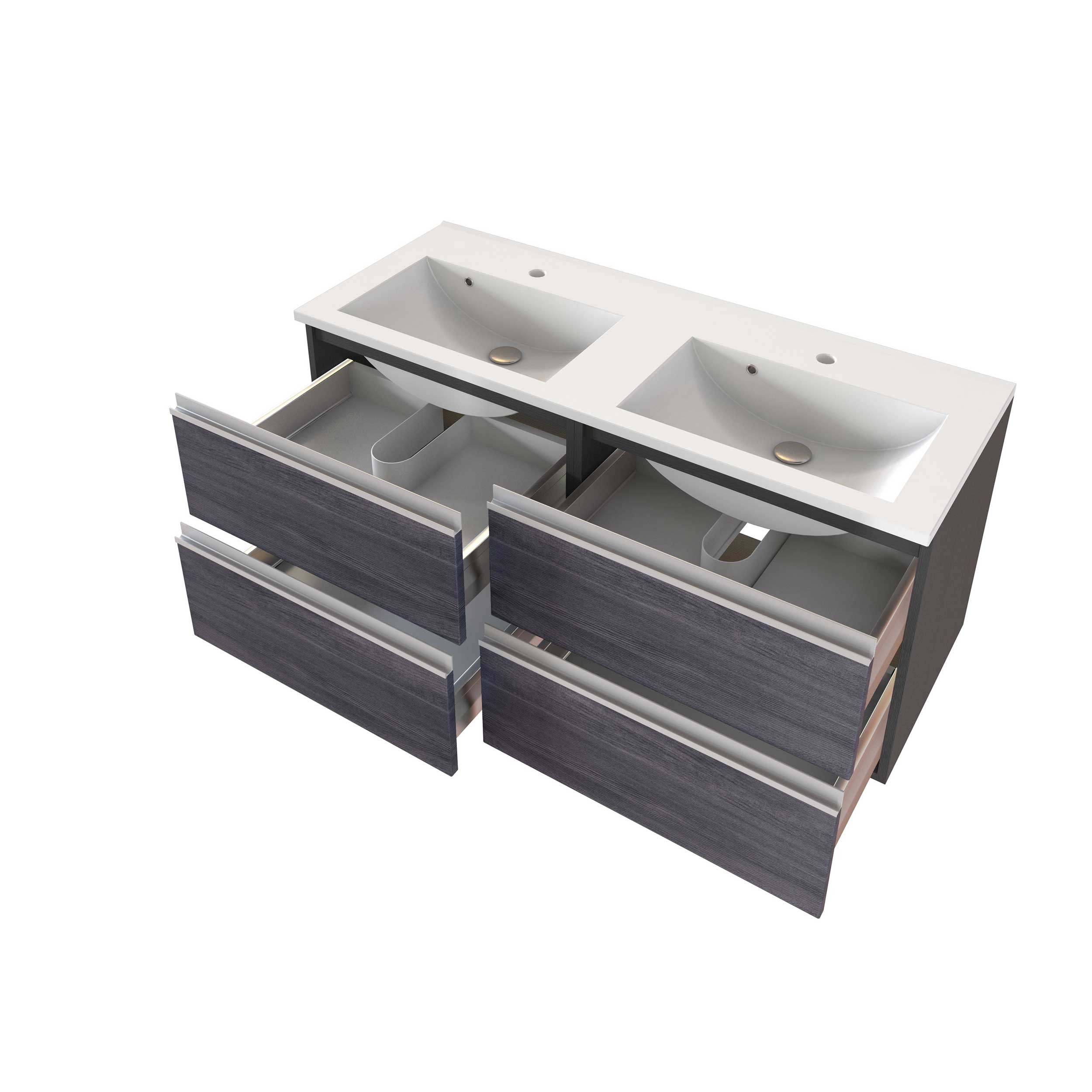 Meuble lavabo Lotuk 120cm 4 tiroirs - chêne gris - Image 6