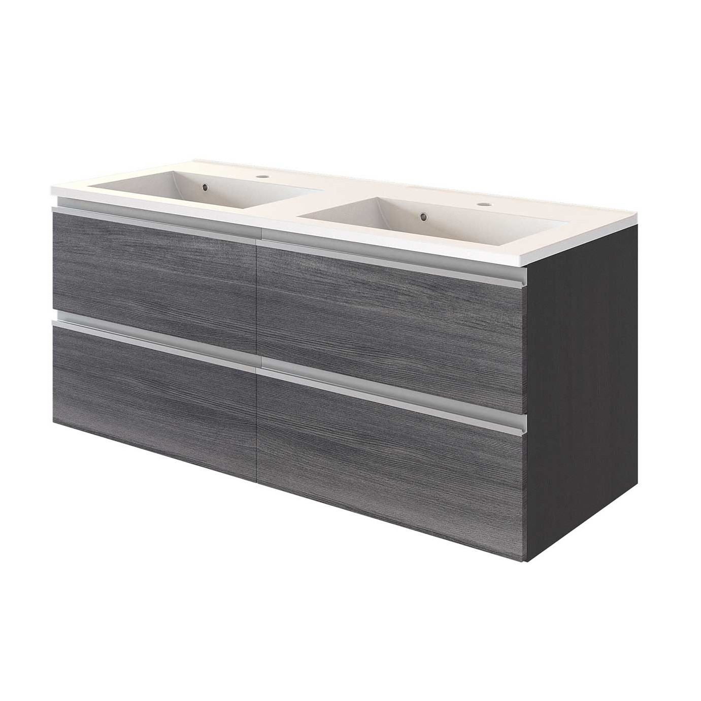 Meuble lavabo Lotuk 120cm 4 tiroirs - chêne gris - Image 9