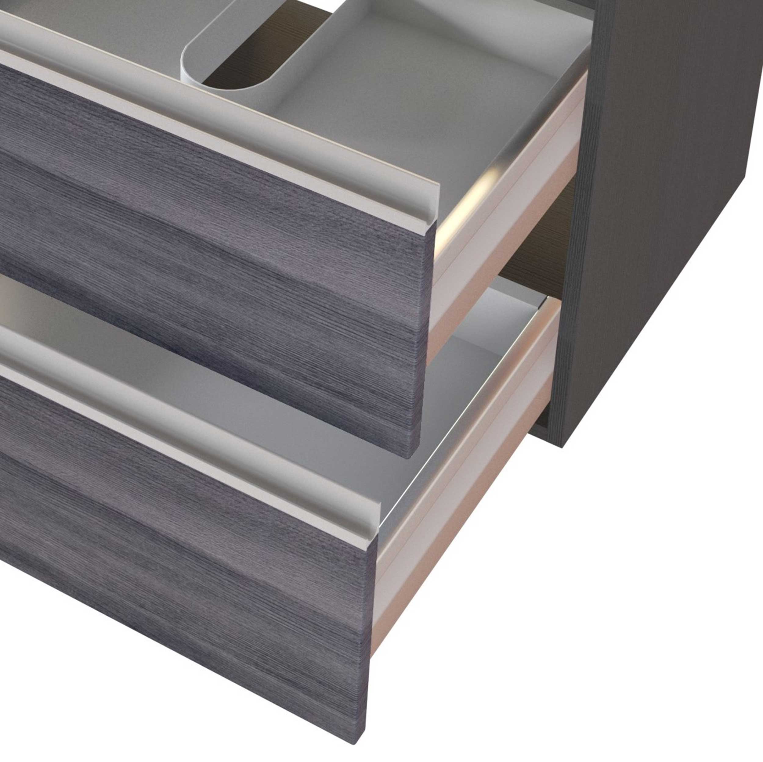 Meuble lavabo Lotuk L60xP48cm avec 2 tiroirs - chêne gris - Image 4