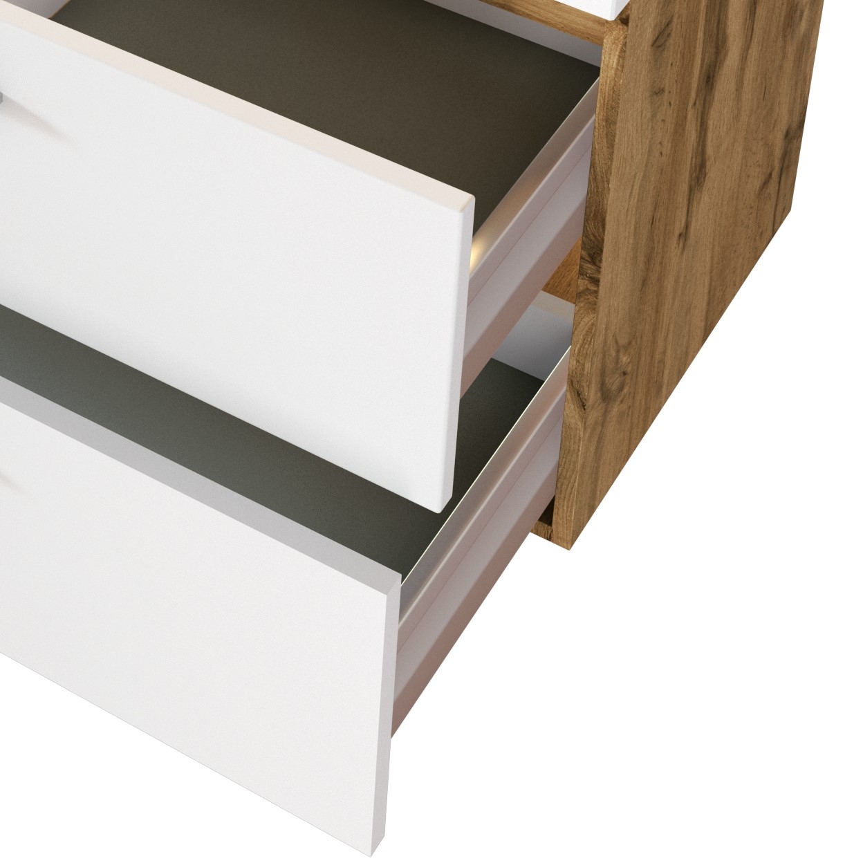 Meuble lavabo Sefa 60cm 2 tiroirs - chêne/blanc - Image 6