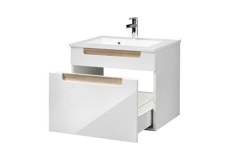Meuble lavabo Siena 60cm - blanc/brun - Image 2