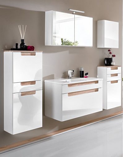 Meuble lavabo Siena 60cm - blanc/brun - Image 3