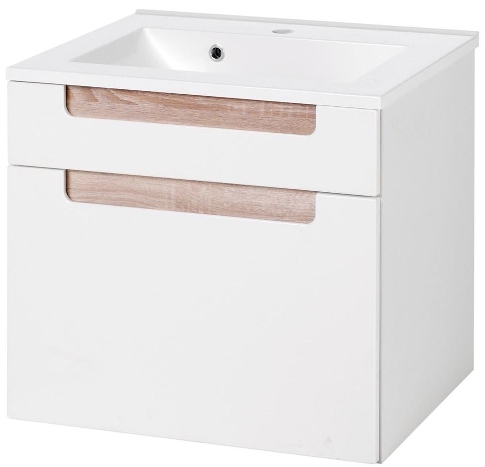 Meuble lavabo Siena 60cm - blanc/brun - Image 1