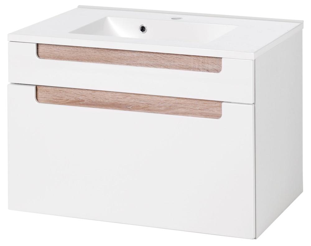 Meuble lavabo Siena 80cm - blanc/brun - Image 1