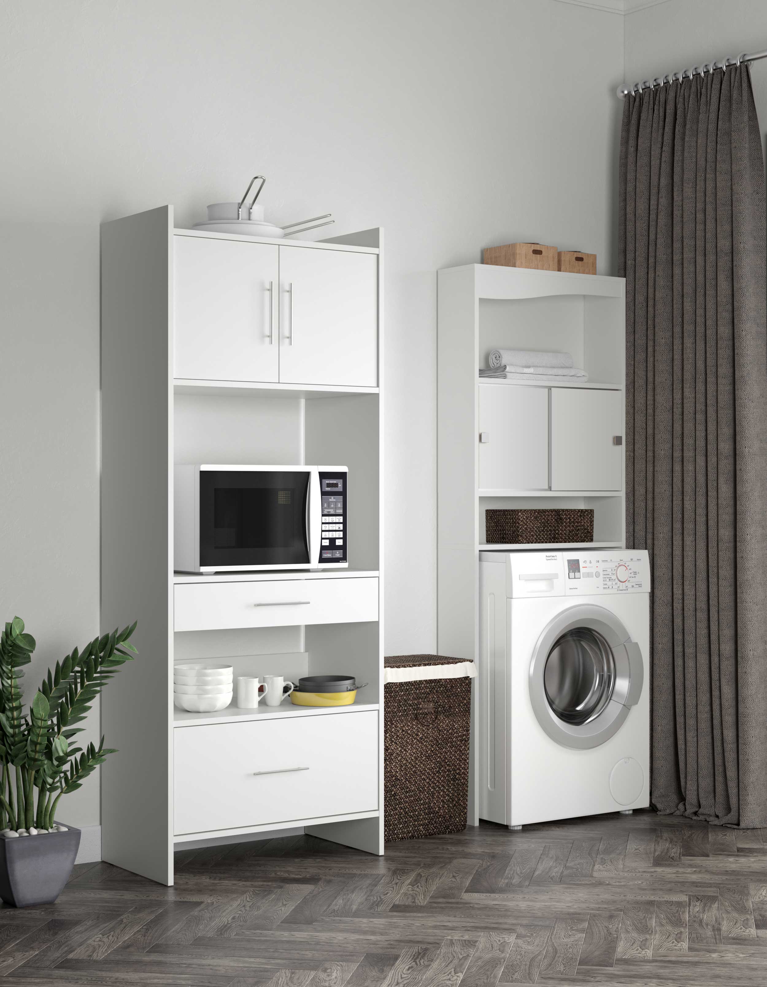Meuble pour lave-linge, sèche-linge ou toilettes Willa - blanc - Image 10
