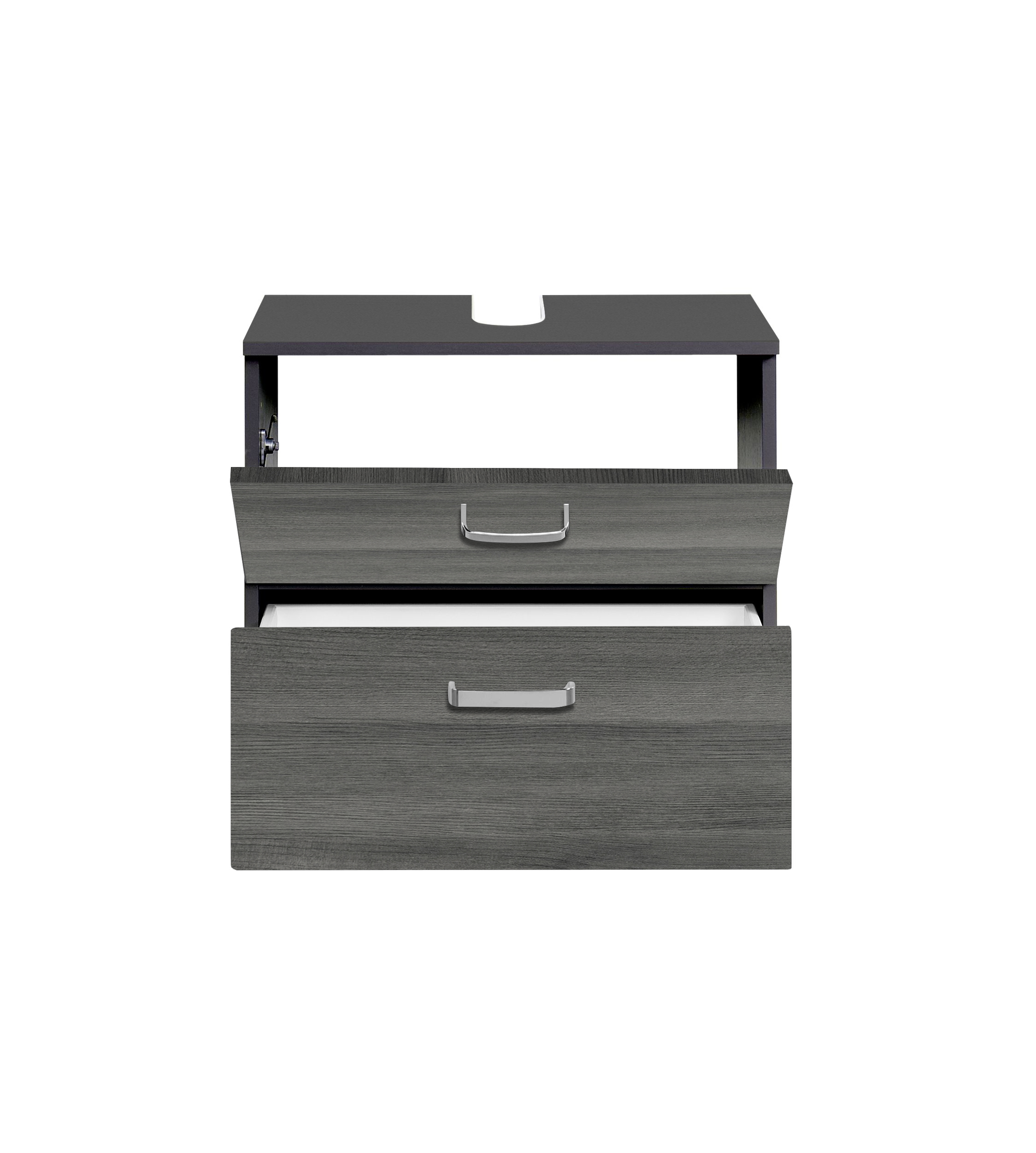 Meuble sous lavabo Bobbi 60cm 1 porte et 1 tiroir à fermeture douce - graphite/chêne gris - Image 5