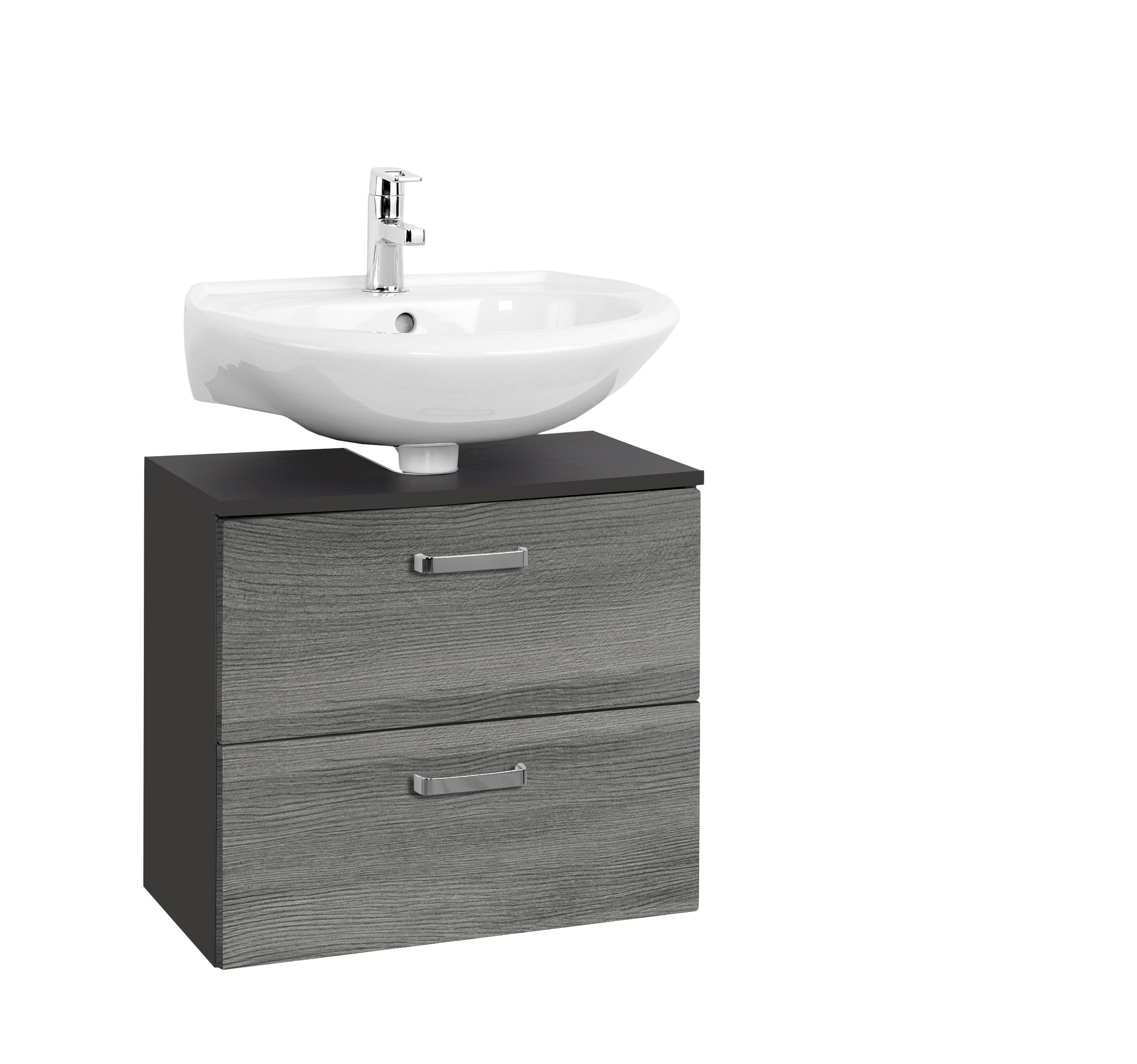 Meuble sous lavabo Bobbi 60cm 1 porte et 1 tiroir - graphite/chêne gris - Image 7
