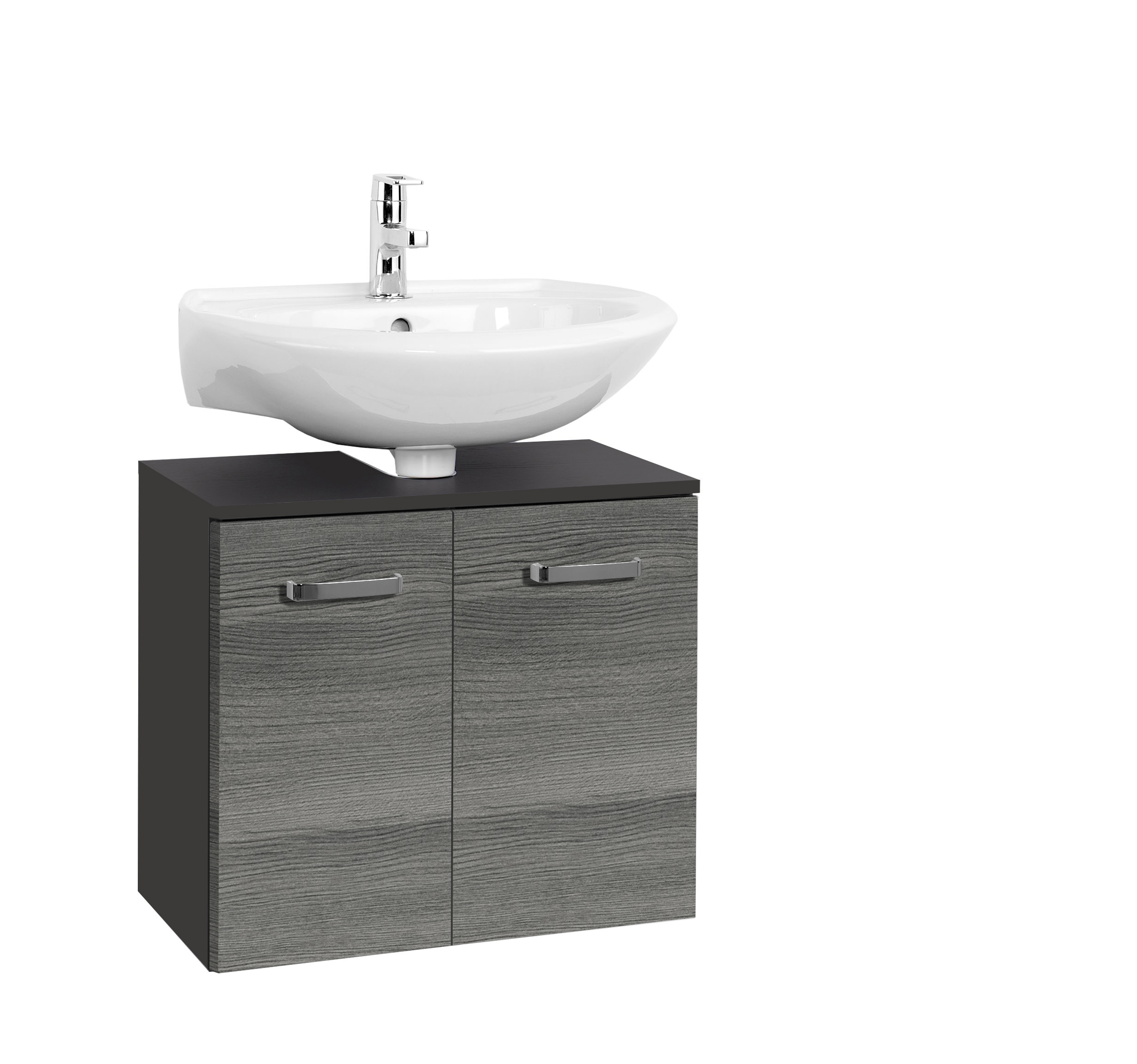 Meuble sous lavabo Bobbi 60cm 2 portes - graphite/chêne gris - Image 6