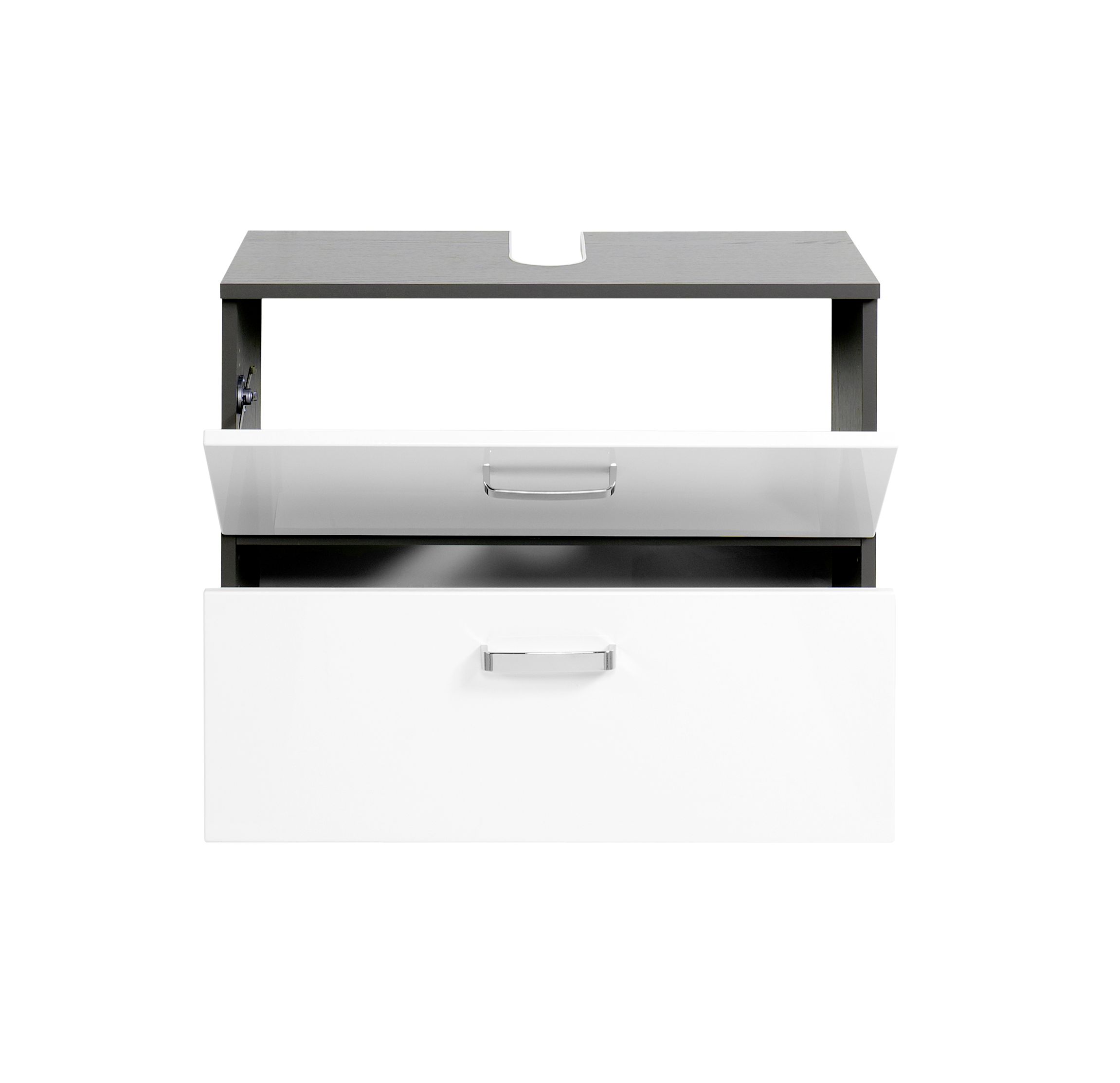 Meuble sous lavabo Bobbi 70cm 1 porte et 1 tiroir à fermeture douce - graphite/blanc brillant - Image 4