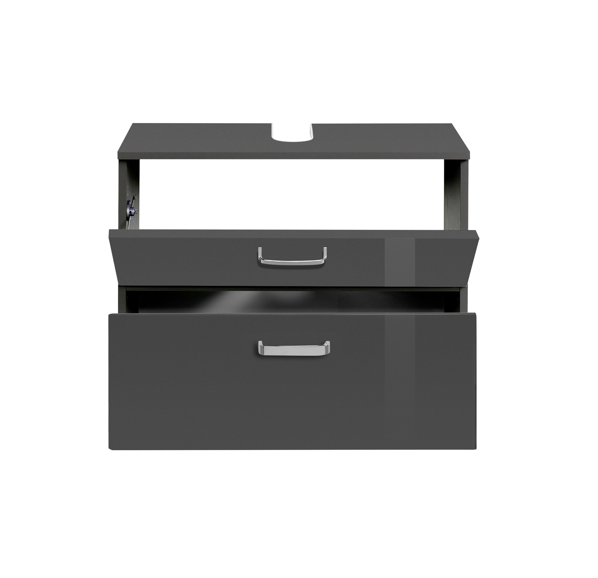 Meuble sous lavabo Bobbi 70cm 1 porte et 1 tiroir - graphite/gris brillant - Image 4