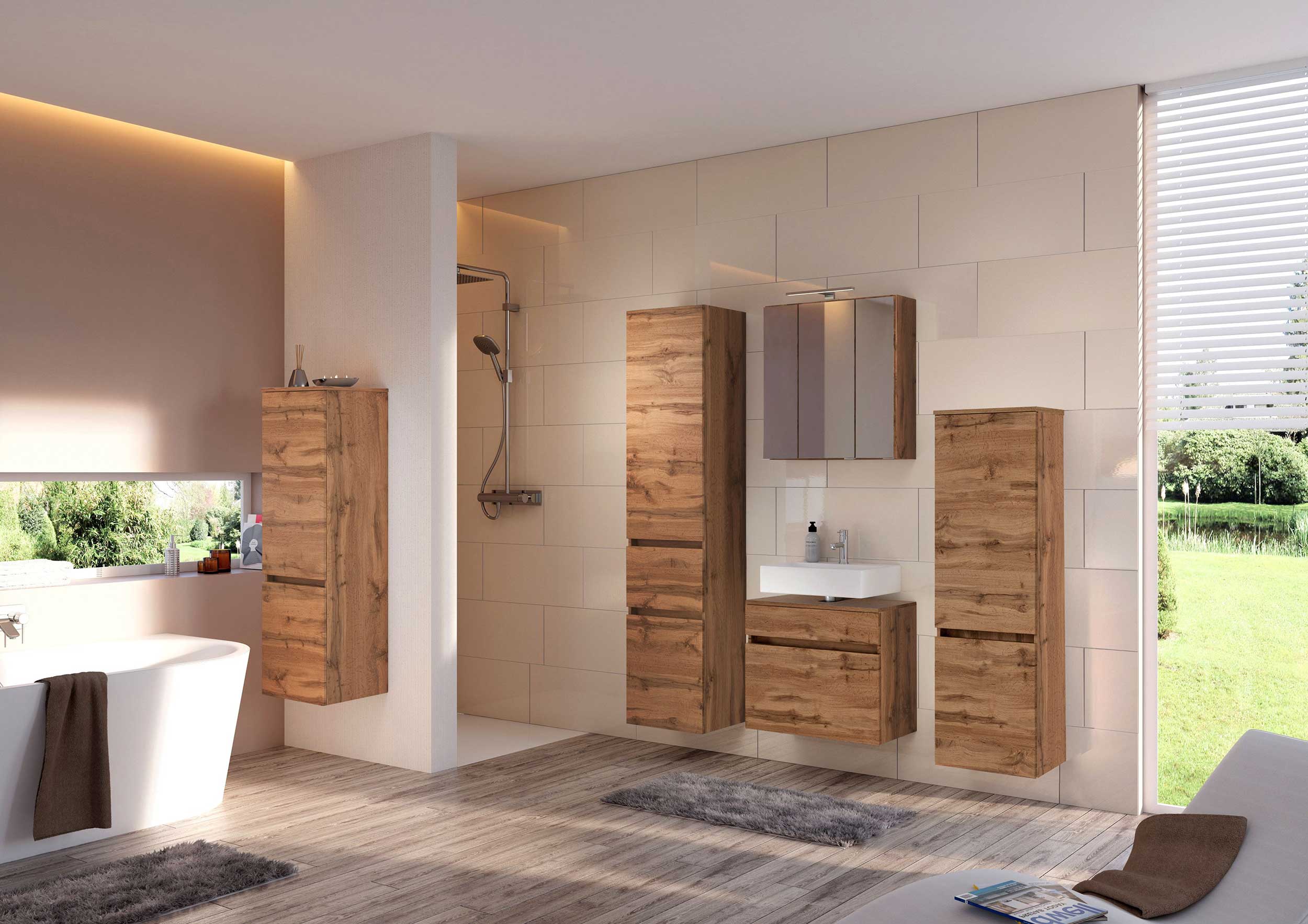 Meuble sous lavabo Brama 60cm 1 tiroir - chêne wotan - Image 3