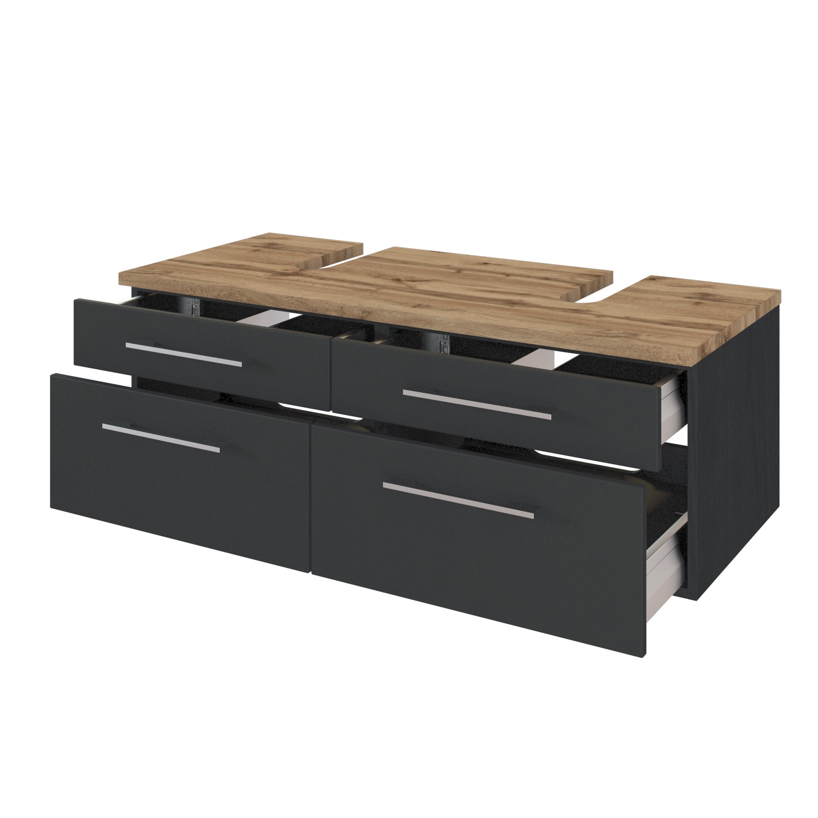 Meuble sous lavabo Dasa 120cm à 4 tiroirs - graphite/gris mat - Image 4