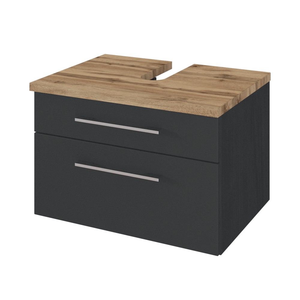 Meuble sous lavabo Dasa 60cm à 2 tiroirs - graphite/gris mat - Image 6