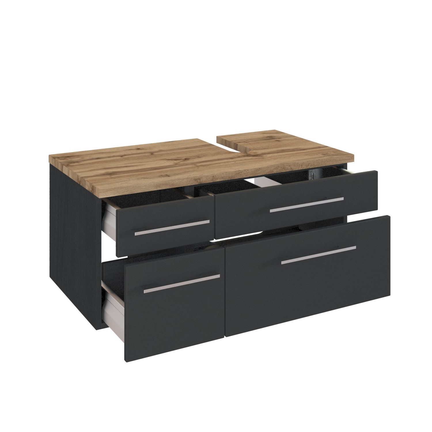 Meuble sous lavabo Dasa (droit) 90cm à 4 tiroirs - graphite/gris mat - Image 3