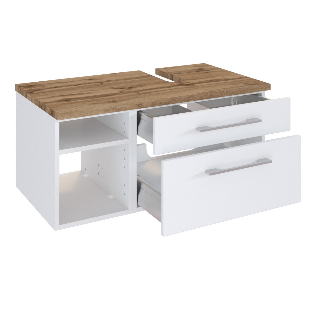 Meuble sous lavabo Dasa (droite) 90cm à 2 tiroirs - blanc - Image 4