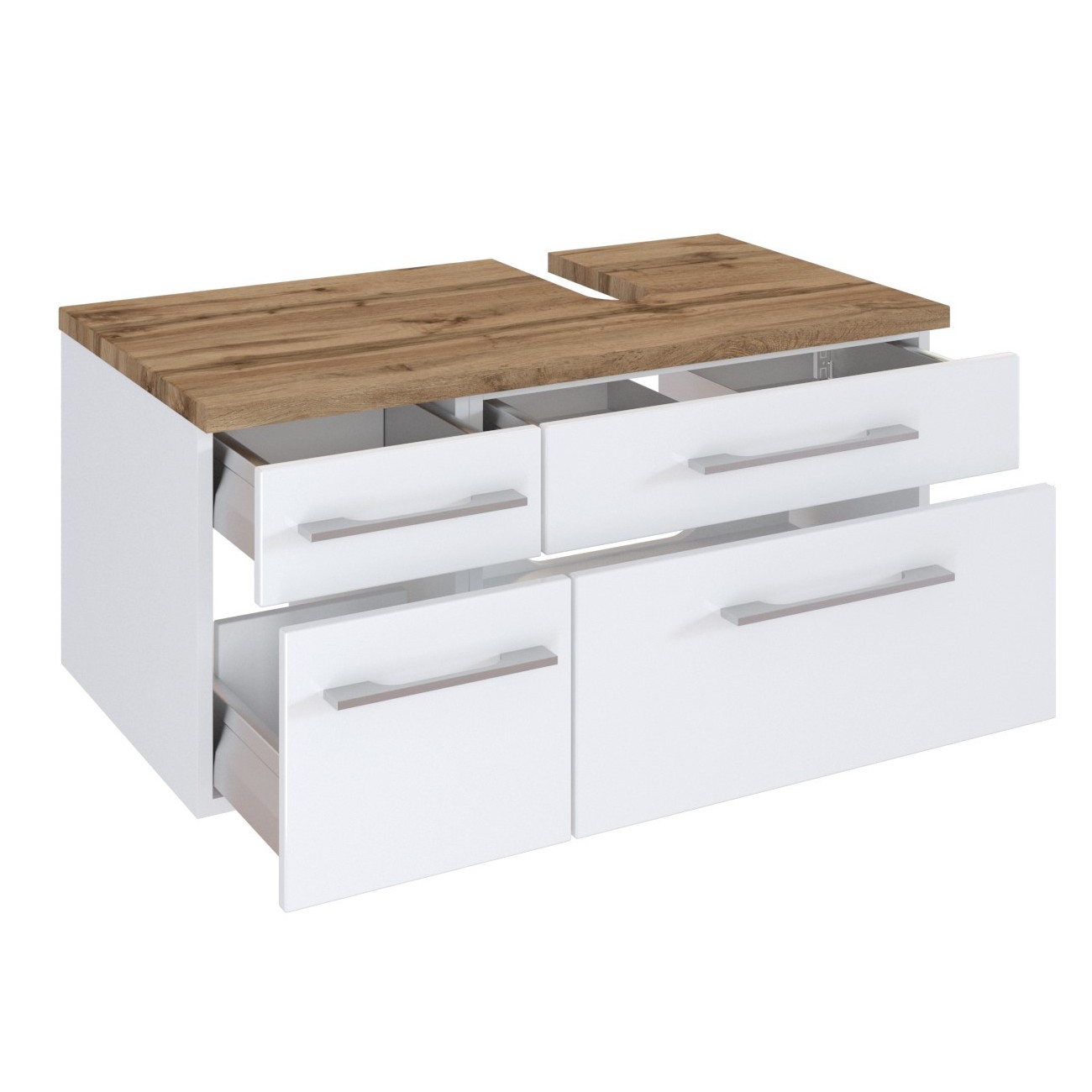 Meuble sous lavabo Dasa (droite) 90cm à 4 tiroirs - blanc - Image 3