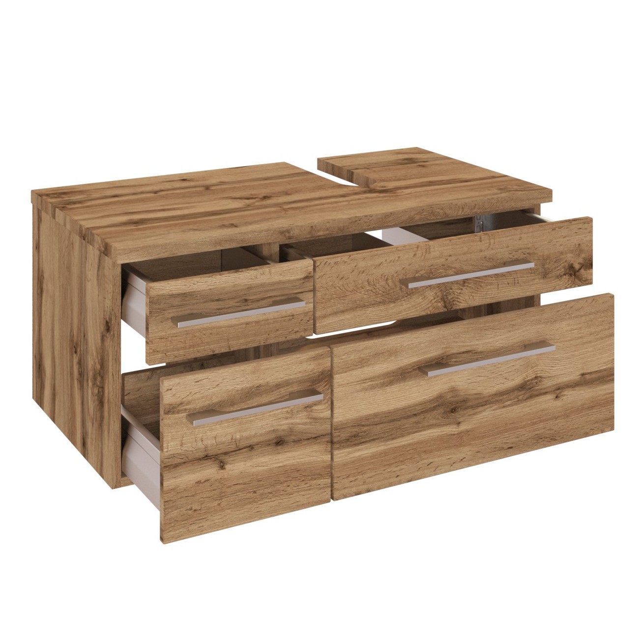 Meuble sous lavabo Dasa (droite) 90cm à 4 tiroirs - chêne wotan - Image 3