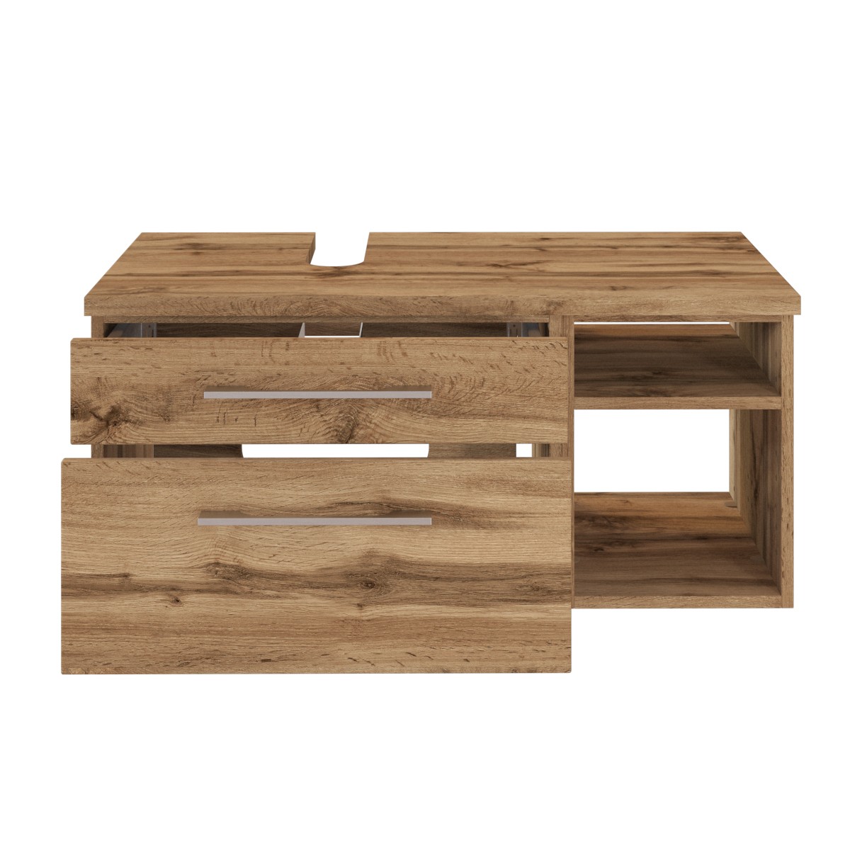 Meuble sous lavabo Dasa (gauche) 90cm à 2 tiroirs - chêne wotan - Image 2