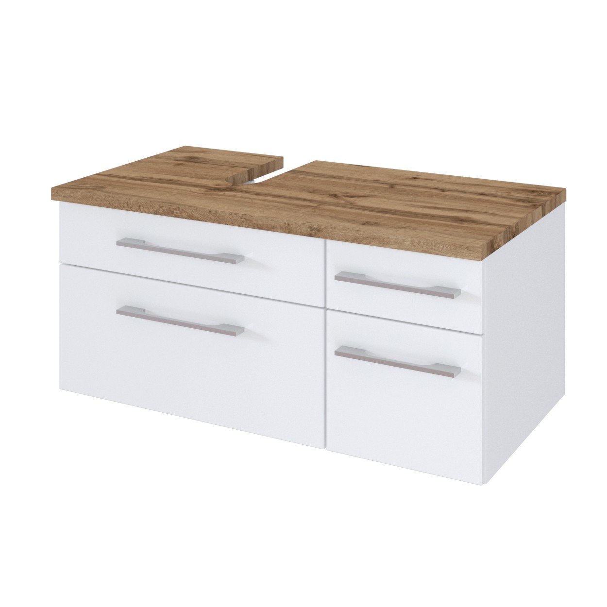 Meuble sous lavabo Dasa (gauche) 90cm à 4 tiroirs - blanc