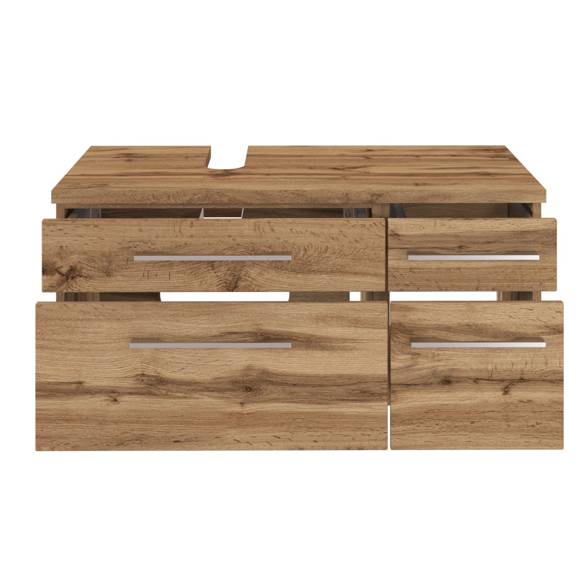 Meuble sous lavabo Dasa (gauche) 90cm à 4 tiroirs - chêne wotan - Image 2