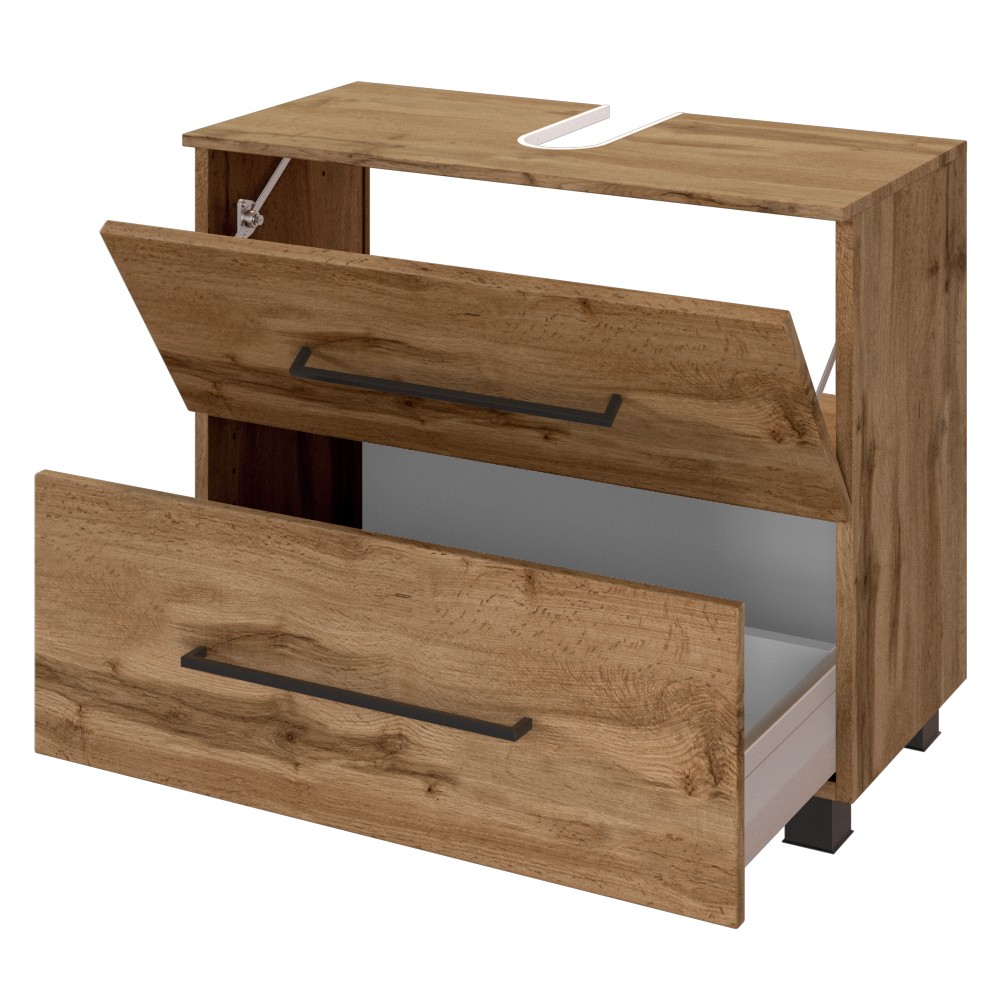 Meuble sous lavabo Dusan 70cm 1 tiroir & 1 porte - chêne wotan - Image 5