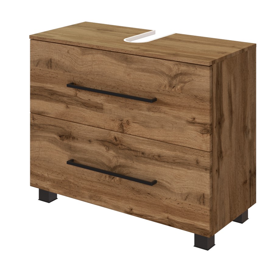 Meuble sous lavabo Dusan 70cm 1 tiroir & 1 porte - chêne wotan - Image 6