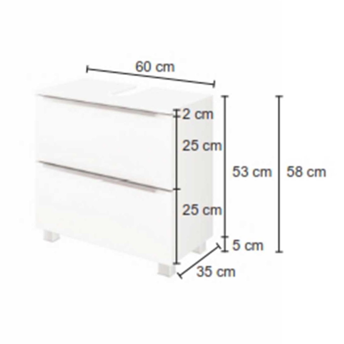 Meuble sous lavabo Hansen 60cm 2 tiroirs - blanc - Image 9