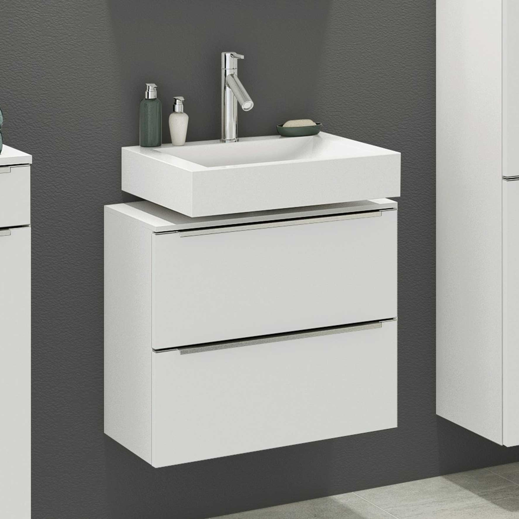 Meuble sous lavabo Hansen 60cm 2 tiroirs - blanc