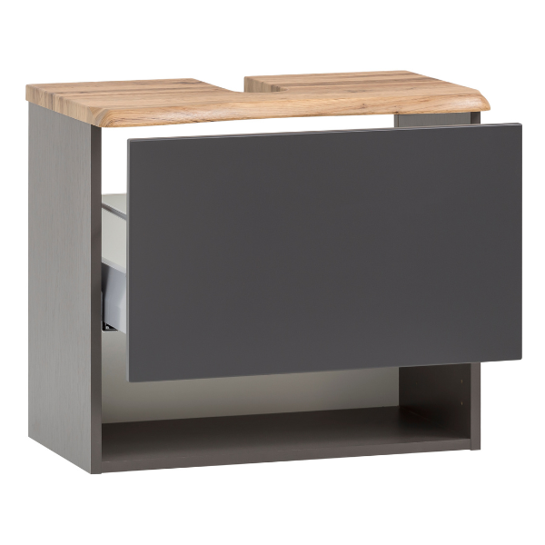 Meuble sous lavabo Karan 61cm 1 tiroir - anthracite/chêne - Image 8