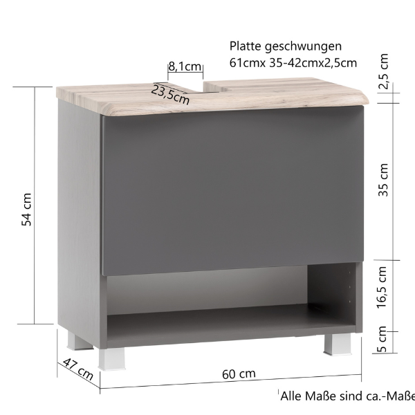 Meuble sous lavabo Karan 61cm 1 tiroir - chêne - Image 3