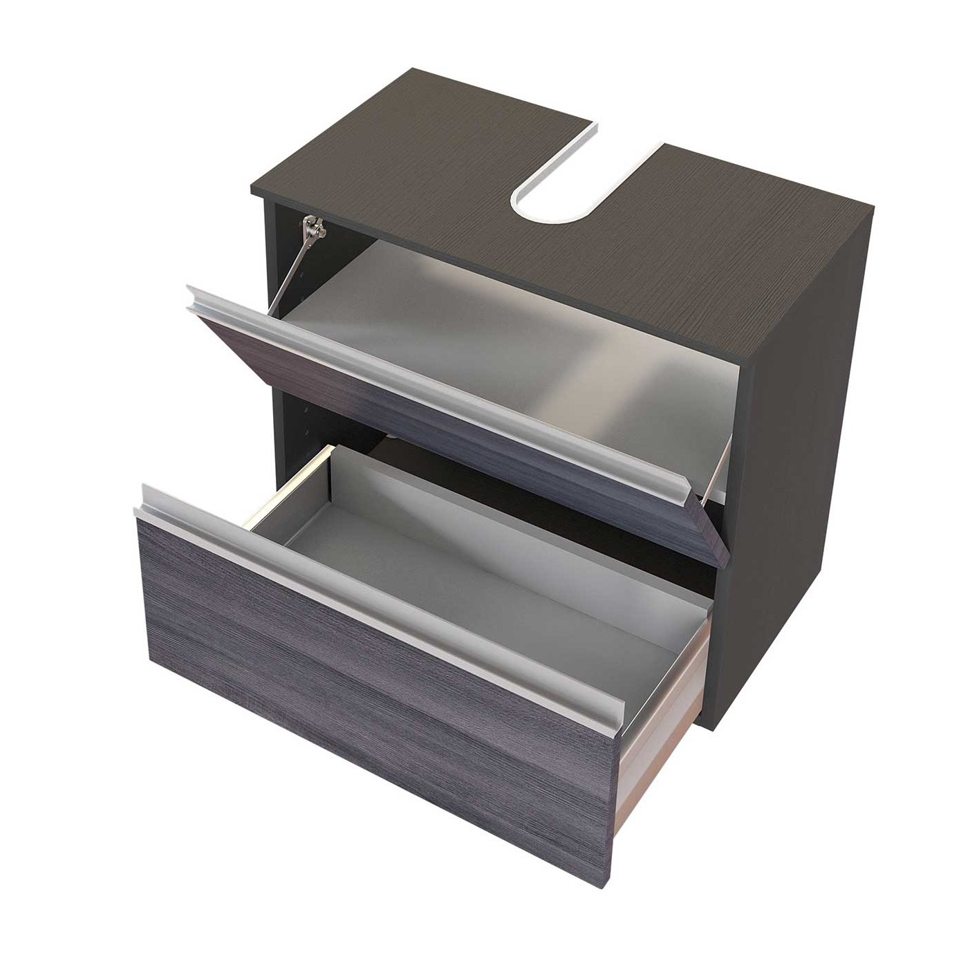 Meuble sous-lavabo Lotuk 60cm 1 porte et 1 tiroir - chêne gris - Image 8