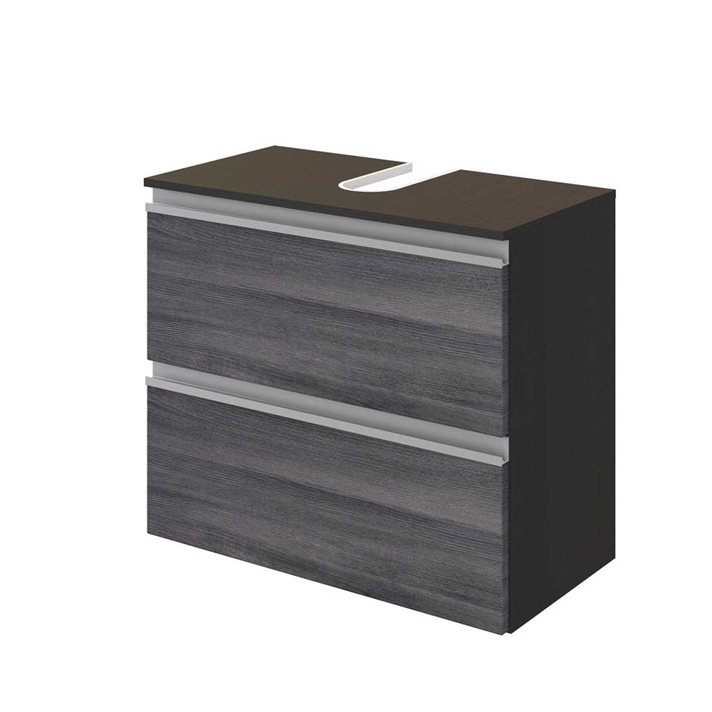 Meuble sous-lavabo Lotuk 60cm 1 porte et 1 tiroir - chêne gris - Image 9