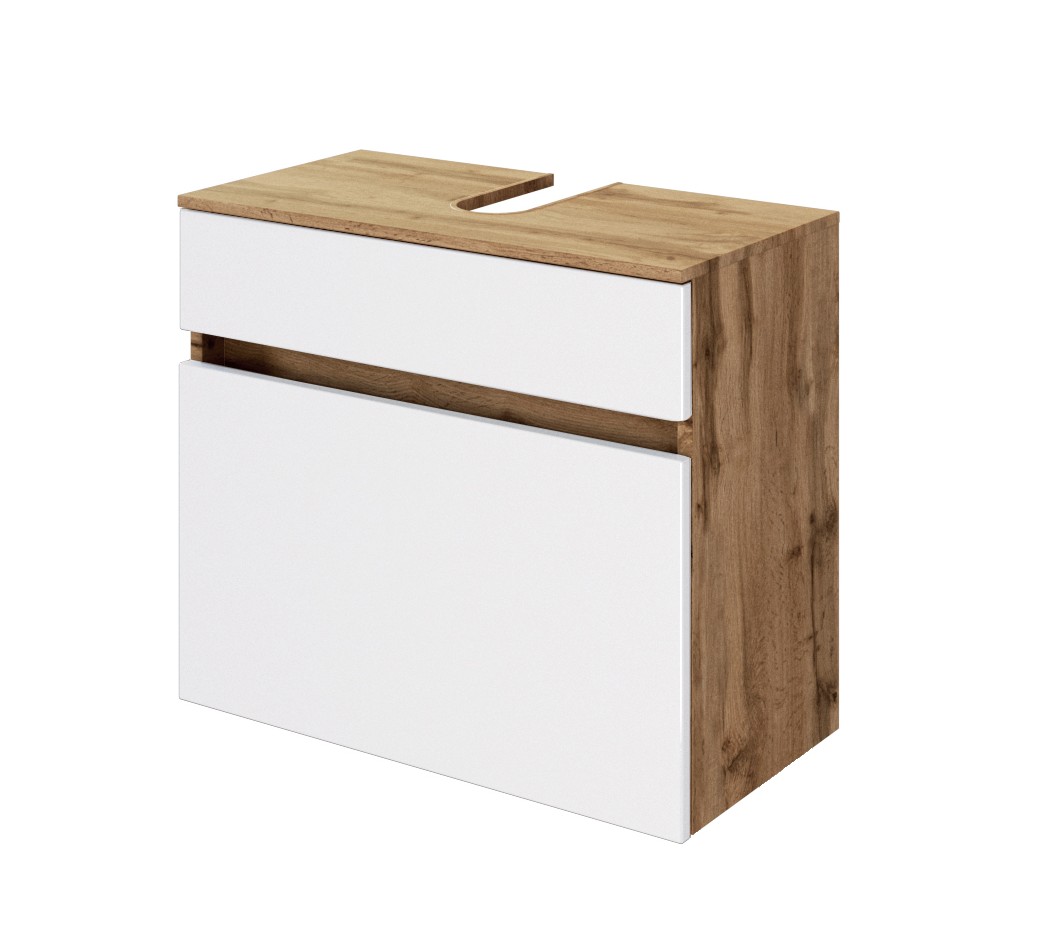 Meuble sous lavabo Luna 60cm 1 tiroir - chêne/blanc - Image 10