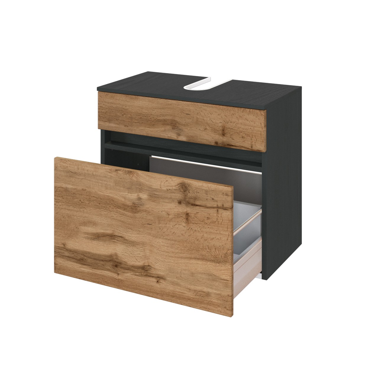 Meuble sous lavabo Luna 60cm 1 tiroir - graphite/chêne - Image 9