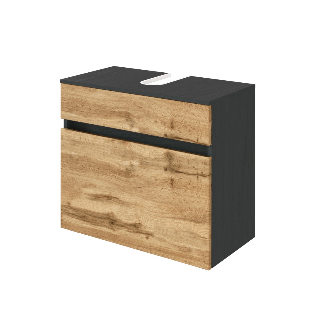 Meuble sous lavabo Luna 60cm 1 tiroir - graphite/chêne - Image 10