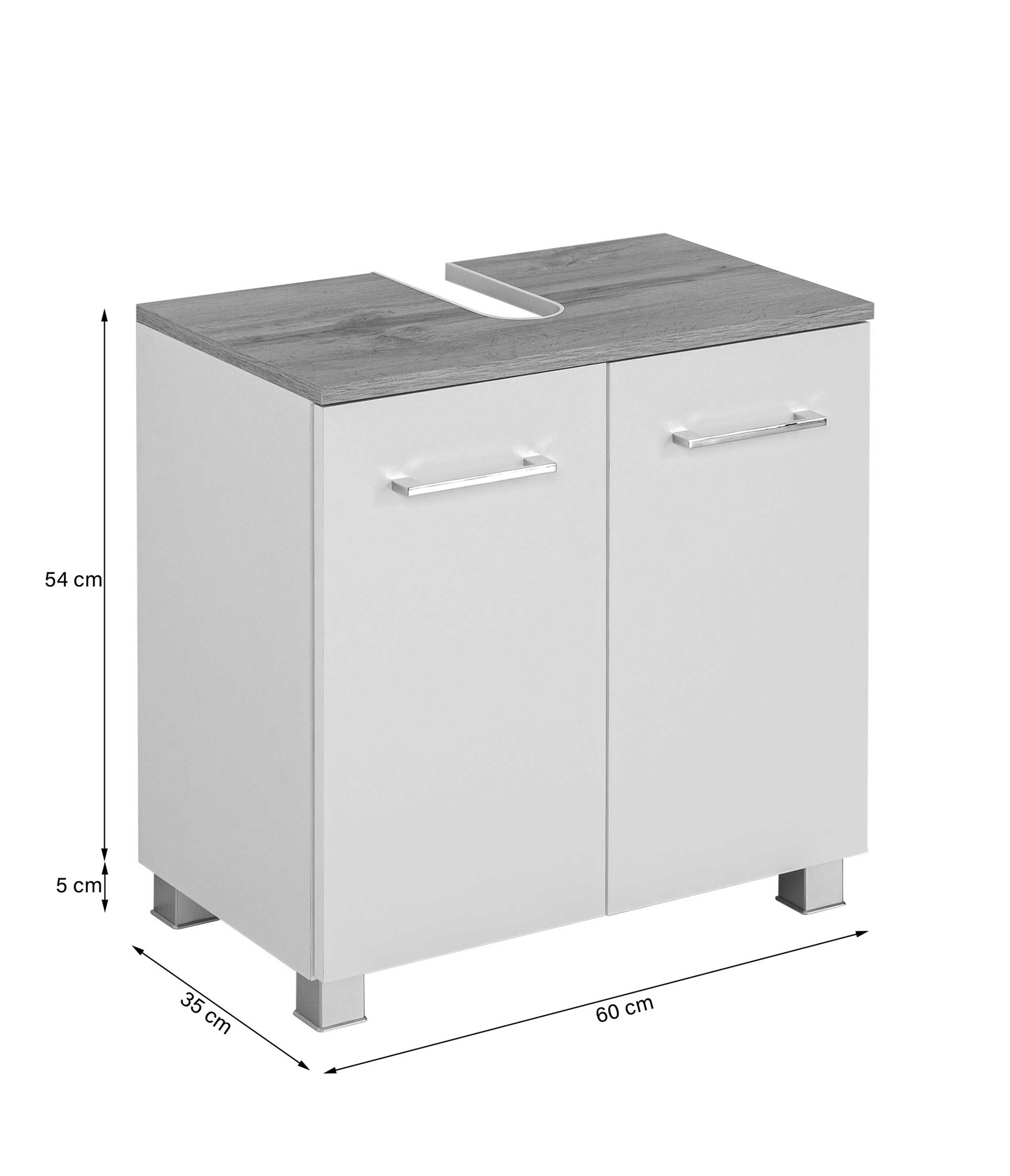 Meuble sous lavabo Pares 60cm 2 tiroirs - blanc/chêne wotan - Image 8