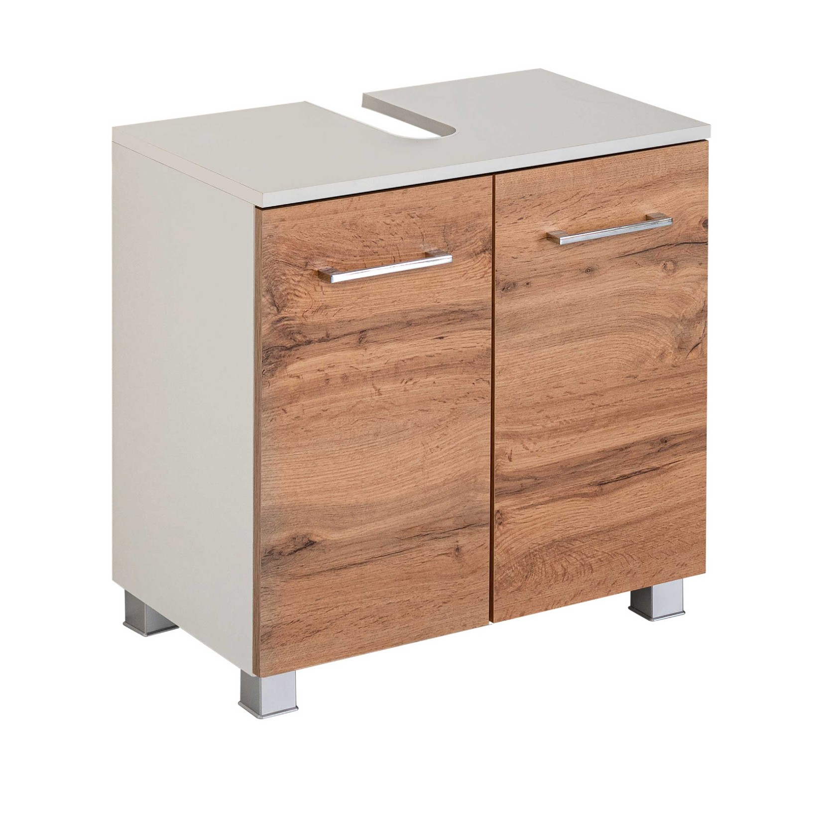 Meuble sous lavabo Pares 60cm 2 tiroirs - blanc/chêne wotan - Image 10