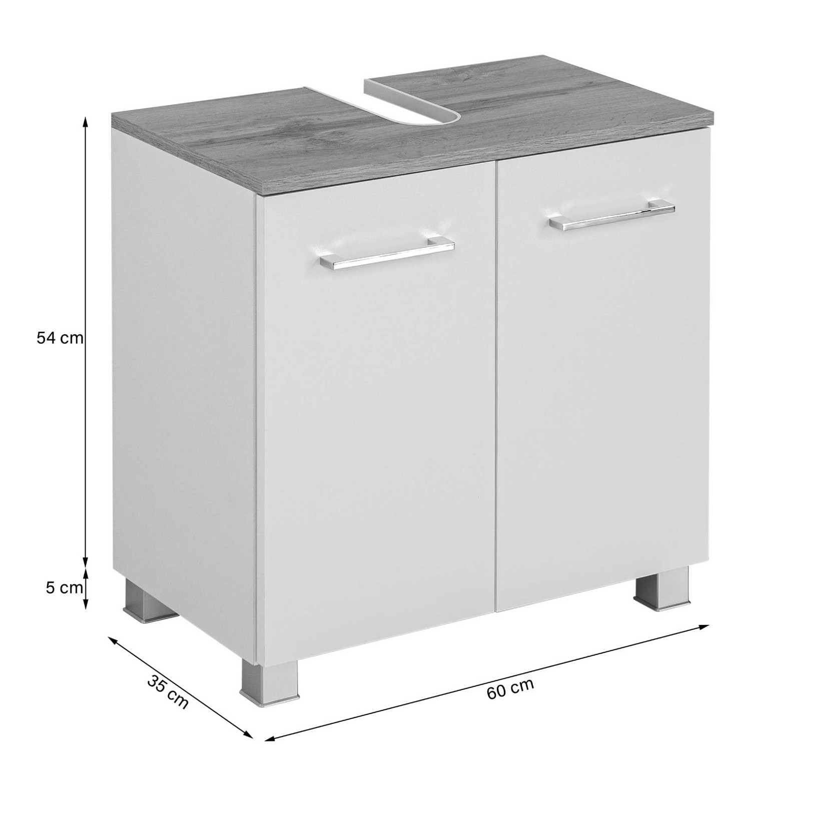 Meuble sous lavabo Pares 60cm 2 tiroirs - graphite/chêne wotan - Image 8