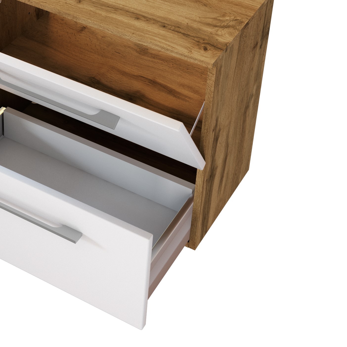 Meuble sous lavabo Sefa 60cm 1 porte & 1 tiroir - chêne/blanc - Image 6